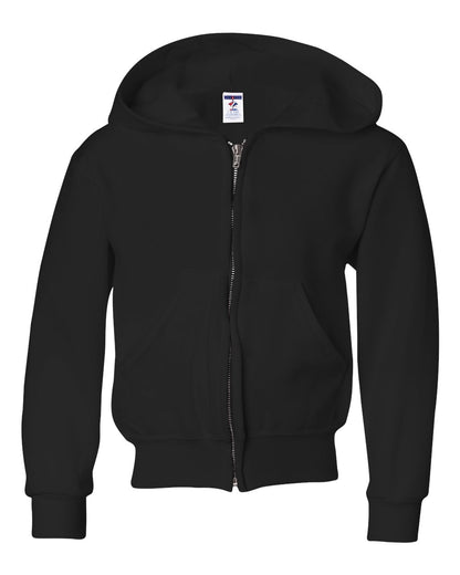 JERZEES Youth NuBlend® Full-Zip Hooded Sweatshirt 993BR #color_Black