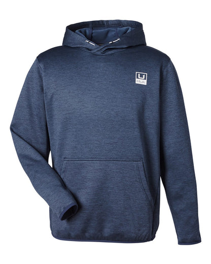 HUK Men's Coldfront+ Performance Hooded Sweatshirt H130093 #color_Naval Academy Heather