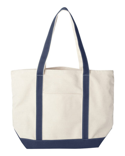 Liberty Bags Carmel Classic XL Cotton Canvas Resort Tote 8872 #color_Natural/ Navy