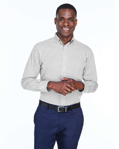 Devon & Jones Men's Crown Collection® Gingham Check Woven Dress Shirt D640 #colormdl_Silver