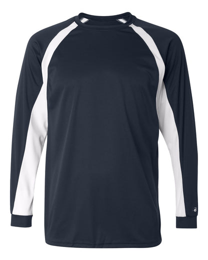 Badger B-Core Hook Long Sleeve T-Shirt 4154 #color_Navy/ White