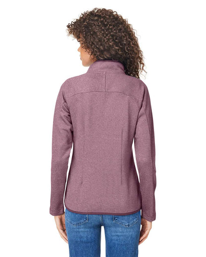 CORE365 Women's Venture Heathered Stripe Full-Zip CE72W #colormdl_Burgundy/ White