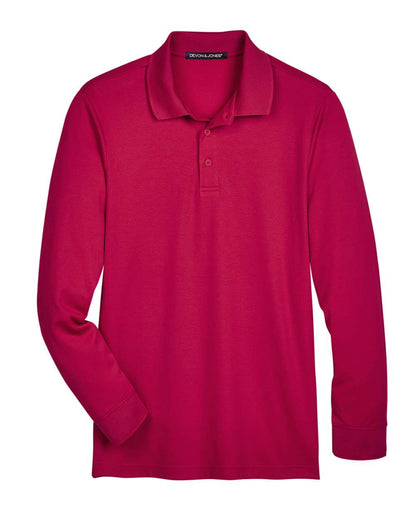 Devon & Jones Men's Tall CrownLux Performance® Plaited Long Sleeve Polo DG20LT #color_Red