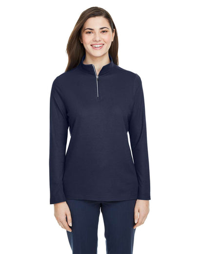 CORE365 Women's Fusion ChromaSoft™ Pique Quarter-Zip Pullover CE405W #colormdl_Classic Navy