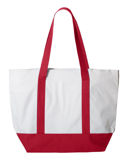 Liberty Bags Bay View Giant Zippered Tote 7006 #color_White/ Red
