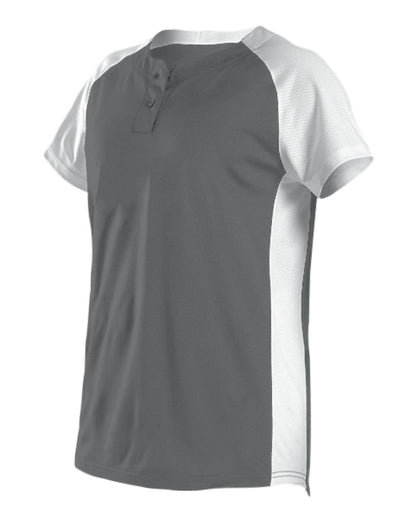 Alleson Athletic Girls' Two Button Fastpitch Jersey 522PDWG #color_Charcoal/ White