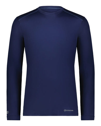 Holloway Unisex Essential Long Sleeve T-Shirt Powered By Coolcore 222138 #color_Navy