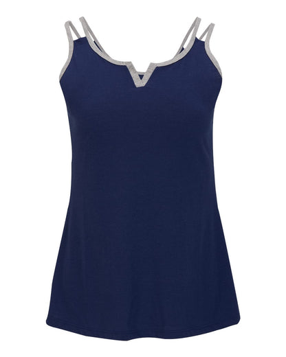 Boxercraft Women's Split Shoulder Tank Top BW2506 #color_Navy/ Oxford Heather