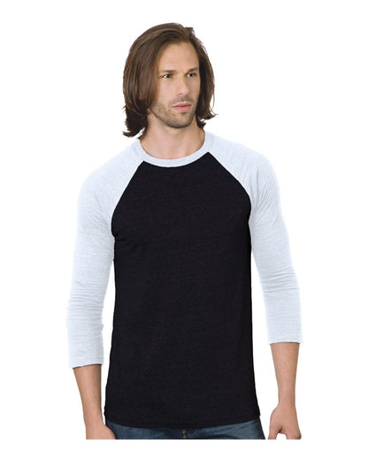 Bayside Triblend Three-Quarter Sleeve Raglan T-Shirt 9525 #color_Black/ White