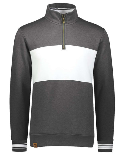 Holloway Men's All-American Fleece Colorblocked Quarter-Zip Sweatshirt 229565 #color_Carbon Heather/ White