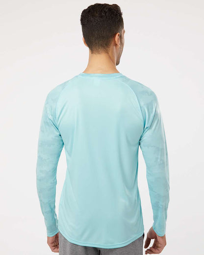 Paragon Unisex Cayman Performance Camo Colorblocked Long Sleeve T-Shirt 216 #colormdl_Aqua Blue