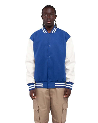 Shaka Wear Men's Letterman Jacket SHLLJ #colormdl_Royal/ White