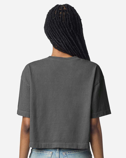 American Apparel Women's Garment-Dyed Heavyweight Cropped Tee 1302GD #colormdl_Faded Black
