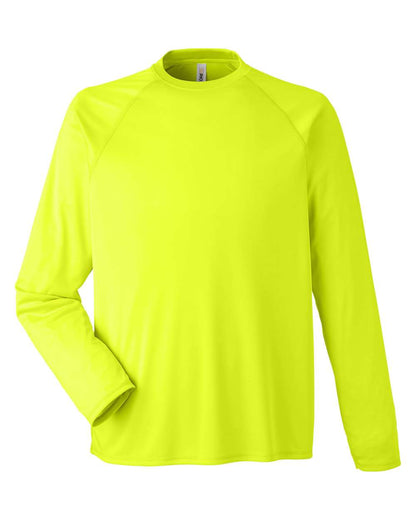 CORE365 Unisex Ultra UVP™ Marina Raglan Long Sleeve T-Shirt CE110 #color_Safety Yellow