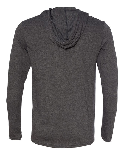 Gildan Softstyle® Lightweight Hooded Long Sleeve T-Shirt 987 #color_Dark Heather/ Dark Grey