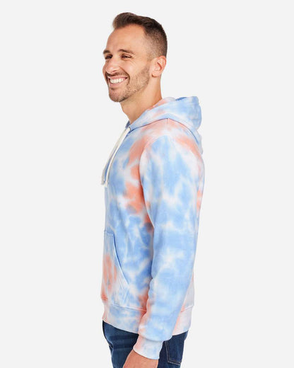 J. America Men's Tie-Dyed Fleece Hooded Sweatshirt 8861 #colormdl_Sunset Tie Dye