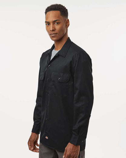 Dickies Men's Tall Long Sleeve Work Shirt 5574T #colormdl_Black