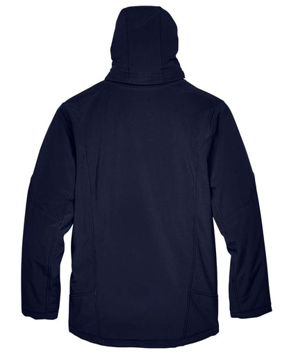 North End Men's Glacier Insulated Three-Layer Fleece Soft Shell Hood Jacket with Detachable Hood 88159 #color_Classic Navy