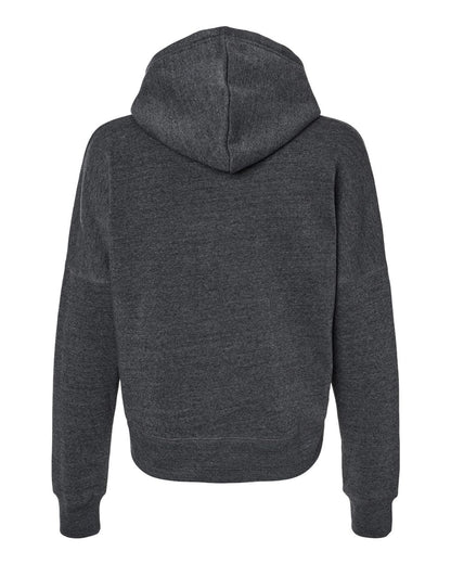 J. America Women's Crop Hooded Sweatshirt 8853 #color_Black Triblend