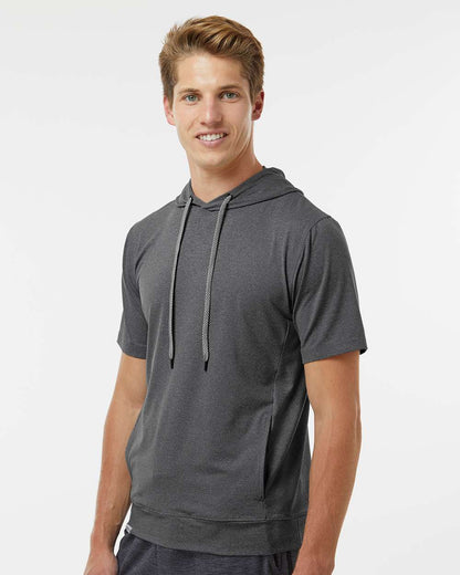 Holloway Men's Eco Revive™ Ventura Soft Knit Short Sleeve Hooded Sweatshirt 222505 #colormdl_Carbon Heather