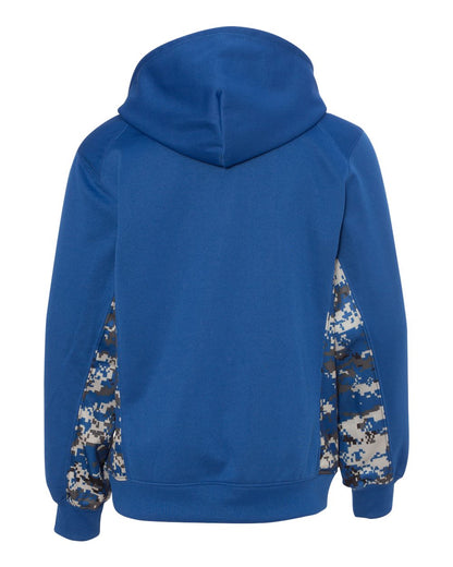 Badger Youth Digital Camo Colorblock Performance Fleece Hooded Sweatshirt 2464 #color_Royal/ Royal