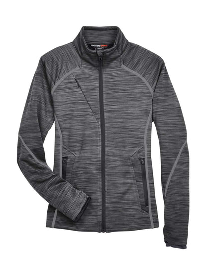 North End Women's Flux Mélange Bonded Fleece Jacket 78697 #color_Carbon/ Black