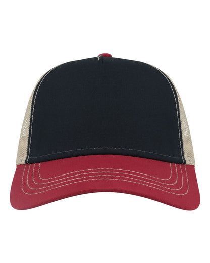 Atlantis Headwear Sustainable Canvas Cap RAPPER #color_Navy/ Burgundy/ Khaki