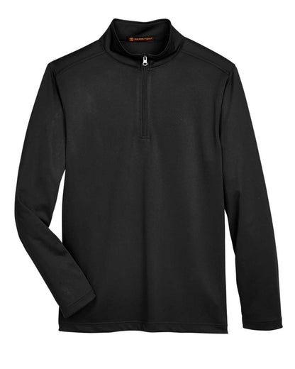 Harriton Men's Advantage Snag Protection Plus Quarter-Zip Pullover M748 #color_Black