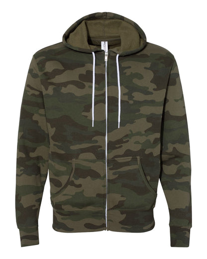 Independent Trading Co. Unisex Lightweight Full-Zip Hooded Sweatshirt AFX90UNZ #color_Forest Camo