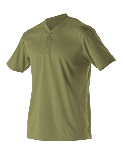 Alleson Athletic Youth Baseball Two Button Henley Jersey 522MMY #color_Army Green