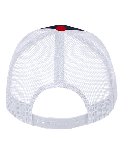 Valucap Mesh-Back Twill Trucker Cap VC400 #color_Navy/ White/ Red