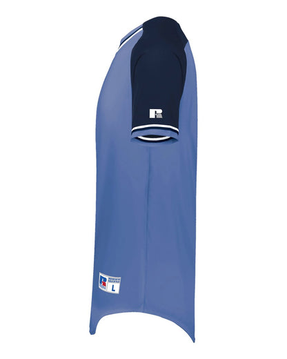 Russell Athletic Youth Classic V-Neck Jersey R01X3B #color_Columbia Blue/ Navy/ White