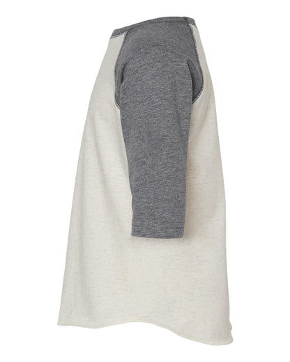 Rabbit Skins Toddler Baseball Fine Jersey Three-Quarter Sleeve Tee 3330 #color_Natural Heather/ Granite Heather