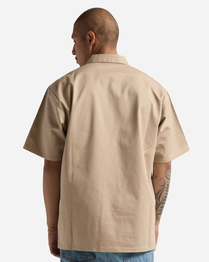 Shaka Wear Men's Work Heavyweight Quarter-Zip Short Sleeve Shirt SHQZWS #colormdl_Khaki