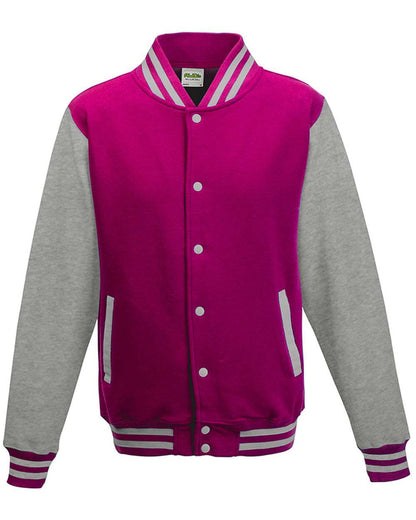 AWDis Unisex Letterman Jacket JHA043 #color_Hot Pink/ Heather Grey