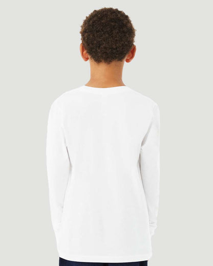 BELLA + CANVAS Youth Heather CVC Long Sleeve Tee 3501YCVC #colormdl_Solid White Blend