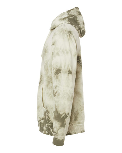 Independent Trading Co. Midweight Tie-Dyed Hooded Sweatshirt PRM4500TD #color_Tie Dye Olive