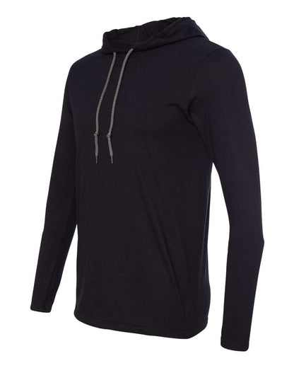 Gildan Softstyle® Lightweight Hooded Long Sleeve T-Shirt 987 #color_Black/ Dark Grey