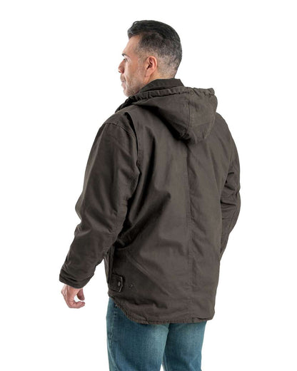 Berne Apparel Men's Heartland Washed Duck Zip-Off Hooded Coat JC613 #colormdl_Olive Duck