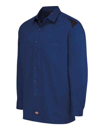 Dickies Men's Tall Long Sleeve Performance Team Shirt 6605T #color_Cobalt Blue/ Black