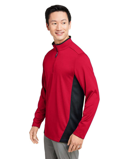Harriton Men's Flash Snag Protection Plus IL Colorblock Quarter-Zip Pullover M786 #colormdl_Red/ Black