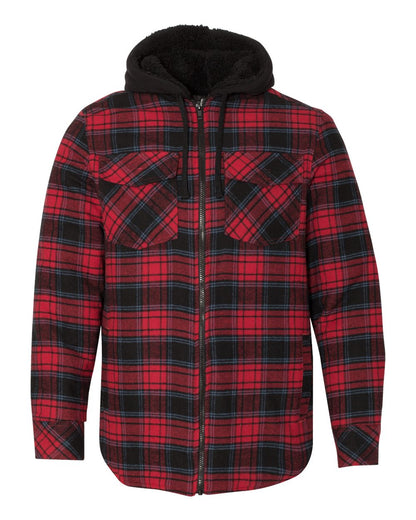 Burnside Quilted Flannel Hooded Jacket 8620 #color_Red