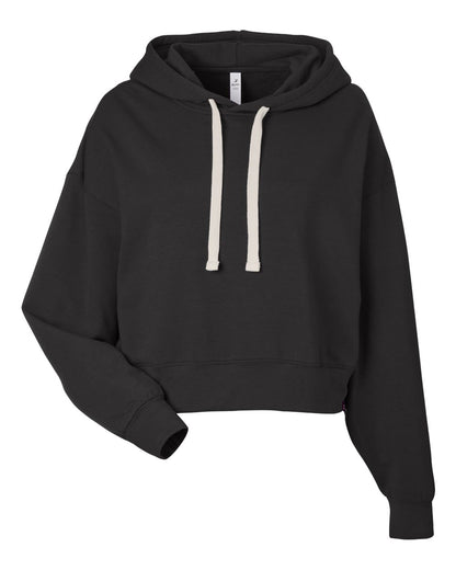 Glyder Women's Vintage Oversized Cropped Hooded Sweatshirt PDP1725 #color_Black