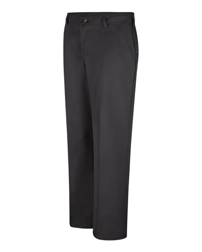 Red Kap Women's Plain Front Cotton Pants PC45 #color_Black - Unhemmed