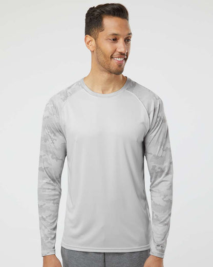 Paragon Unisex Cayman Performance Camo Colorblocked Long Sleeve T-Shirt 216 #colormdl_Aluminum