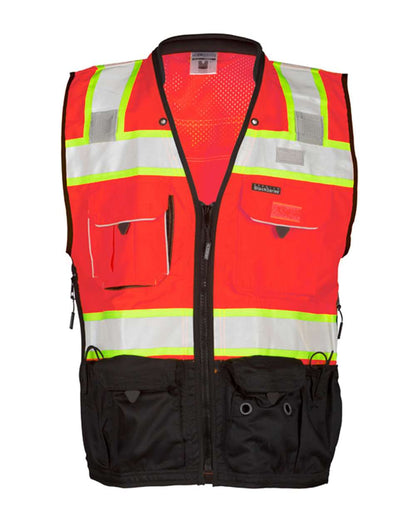 Kishigo Unisex Premium Black Series® Surveyors Vest S5002-5003 #color_Fluorescent Red (S5702)