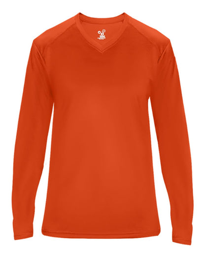 Badger Ultimate SoftLock™ Women's V-Neck Long Sleeve T-Shirt 4064 #color_Burnt Orange