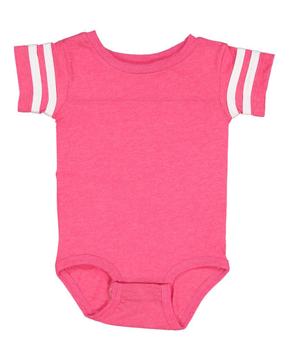 Rabbit Skins Infant Football Fine Jersey Bodysuit 4437 #color_Vintage Hot Pink/ White