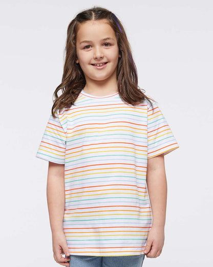 LAT Youth Fine Jersey Tee 6101 #colormdl_Rainbow Stripe