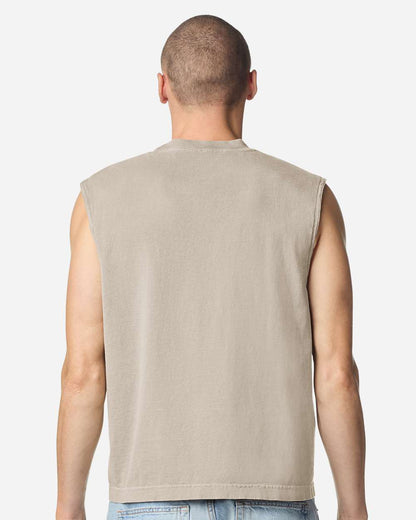American Apparel Unisex Heavyweight Cotton Garment-Dyed Mid-Length Muscle Tee 207GD #colormdl_Faded Bone